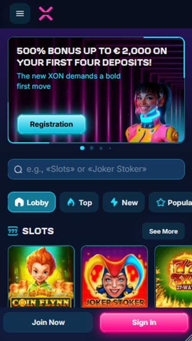 Sloturi în aplicația Xon Casino
